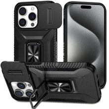 For iPhone 15 Pro Max Case Complete Protection Magnetic Stand + 2 Tempered Glass