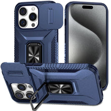 For iPhone 15 Pro Max Case Complete Protection Magnetic Stand + 2 Tempered Glass