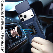 For iPhone 17 Pro Max Case Full Coverage Metal Stand Lens Cover + Tempered Glass