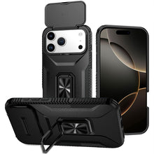 For iPhone 17 PRO Case Full Coverage Metal Stand and Lens Cover + Tempered Glass