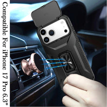 For iPhone 17 PRO Case Full Coverage Metal Stand and Lens Cover + Tempered Glass