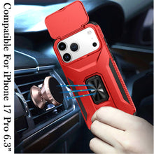 For iPhone 17 PRO Case Full Coverage Metal Stand and Lens Cover + Tempered Glass