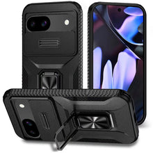 For Google Pixel 9a Case Full Coverage Metal Stand Lens Cover + Tempered Glass