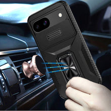 For Google Pixel 9a Case Full Coverage Metal Stand Lens Cover + Tempered Glass