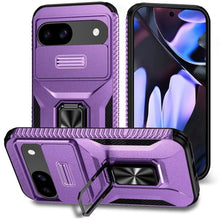 For Google Pixel 9a Case Full Coverage Metal Stand Lens Cover + Tempered Glass