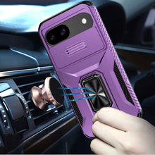 For Google Pixel 9a Case Full Coverage Metal Stand Lens Cover + Tempered Glass