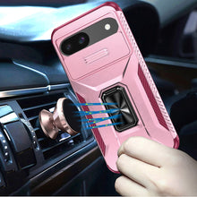 For Google Pixel 9a Case Full Coverage Metal Stand Lens Cover + Tempered Glass