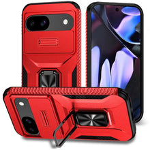 For Google Pixel 9a Case Full Coverage Metal Stand Lens Cover + Tempered Glass