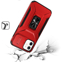 For iPhone 11 6.1 in. Case Full Coverage Metal Stand Lens Cover + Tempered Glass