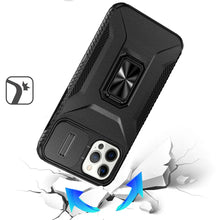 For iPhone 12 Pro Max Case Full Coverage Metal Stand Lens Cover + Tempered Glass