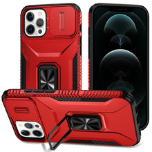 For iPhone 12 Pro Max Case Full Coverage Metal Stand Lens Cover + Tempered Glass