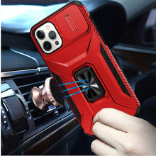 For iPhone 12 Pro Max Case Full Coverage Metal Stand Lens Cover + Tempered Glass