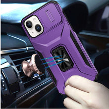 For iPhone 13/14 Case Complete Rugged Protection Magnetic Stand + Tempered Glass