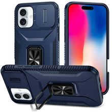 For iPhone 16 6.1inch Case Complete Protection Magnetic Stand + Tempered Glass