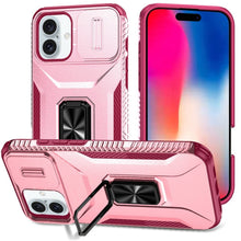 For iPhone 16 6.1inch Case Complete Protection Magnetic Stand + Tempered Glass