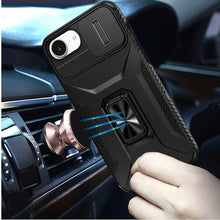 For iPhone 16e Case Complete Rugged Protection Magnetic Stand + Tempered Glass
