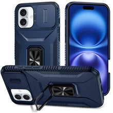 For iPhone 17 Case Full Coverage Metal Stand and Lens Cover + Tempered Glass