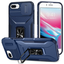 For iPhone 8 Plus/7 Plus Case with Metal Stand and Lens Cover + Tempered Glass