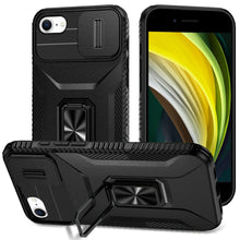 For iPhone SE 3/SE 2 iPhone 8/7 Case Metal Stand with Lens Cover +Tempered Glass