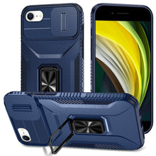 For iPhone SE 3/SE 2 iPhone 8/7 Case Metal Stand with Lens Cover +Tempered Glass