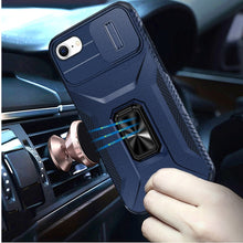 For iPhone SE 3/SE 2 iPhone 8/7 Case Metal Stand with Lens Cover +Tempered Glass