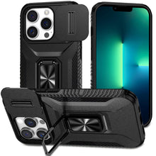 For iPhone 13 Pro Max 6.7 inch Case Metal Ring Stand Sliding Camera Lens Cover