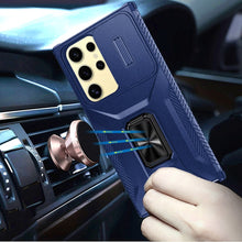 For Samsung S23 Ultra Case Rugged Side Grip Metal Stand and Sliding Lens Cover