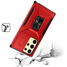 For Samsung S23 Ultra Case Rugged Side Grip Metal Stand and Sliding Lens Cover