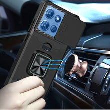 For Moto G 2025 Case Multi-Use Card Slot w/ Magnetic Ring Stand + Tempered Glass