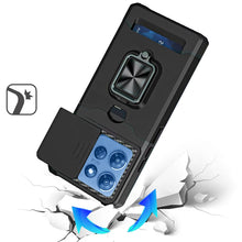 For Moto G 2025 Case Multi-Use Card Slot w/ Magnetic Ring Stand + Tempered Glass