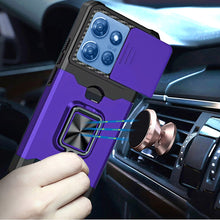 For Moto G 2025 Case Multi-Use Card Slot w/ Magnetic Ring Stand + Tempered Glass