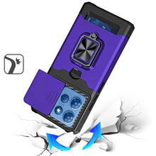 For Moto G 2025 Case Multi-Use Card Slot w/ Magnetic Ring Stand + Tempered Glass