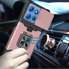 For Moto G 2025 Case Multi-Use Card Slot w/ Magnetic Ring Stand + Tempered Glass