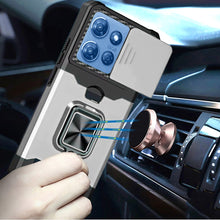 For Moto G 2025 Case Multi-Use Card Slot w/ Magnetic Ring Stand + Tempered Glass