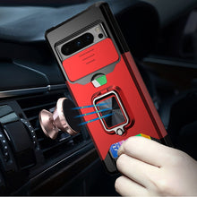 For Google Pixel 8 PRO 5G Case Card Holder Magnetic Ringstand Sliding Lens Cover