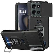 For Motorola Edge 2025 Case Multi-Use Card Magnetic RingStand Camera Lens Cover