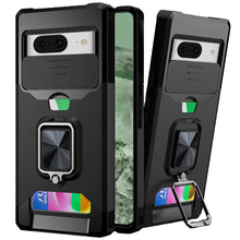 For Google Pixel 8A Case Card Holder Magnetic Ringstand Sliding Lens Cover