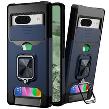 For Google Pixel 8A Case Card Holder Magnetic Ringstand Sliding Lens Cover