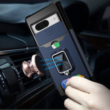 For Google Pixel 8A Case Card Holder Magnetic Ringstand Sliding Lens Cover