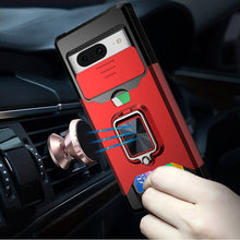 For Google Pixel 8A Case Card Holder Magnetic Ringstand Sliding Lens Cover