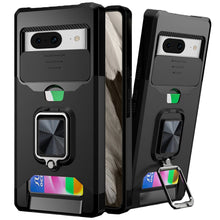For Google Pixel 8 5G Case Card Holder Magnetic Ring Stand Sliding Lens Cover