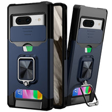 For Google Pixel 8 5G Case Card Holder Magnetic Ring Stand Sliding Lens Cover