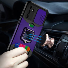 For Samsung S25+/S24+ Case Multi-Use Card Magnetic Ring Stand + Tempered Glass