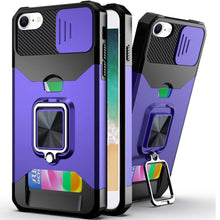 For iPhone 16e Case Multi-Use Card Magnetic Ring Stand Cover + Tempered Glass