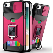 For iPhone 16e Case Multi-Use Card Magnetic Ring Stand Cover + Tempered Glass