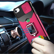 For iPhone 16e Case Multi-Use Card Magnetic Ring Stand Cover + Tempered Glass