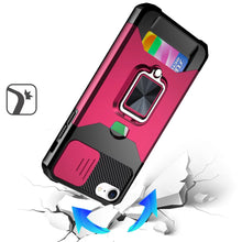 For iPhone 16e Case Multi-Use Card Magnetic Ring Stand Cover + Tempered Glass