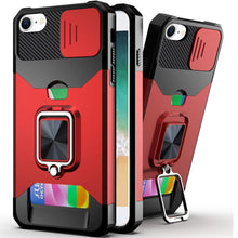 For iPhone 16e Case Multi-Use Card Magnetic Ring Stand Cover + Tempered Glass