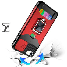 For iPhone 16e Case Multi-Use Card Magnetic Ring Stand Cover + Tempered Glass