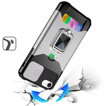 For iPhone 16e Case Multi-Use Card Magnetic Ring Stand Cover + Tempered Glass